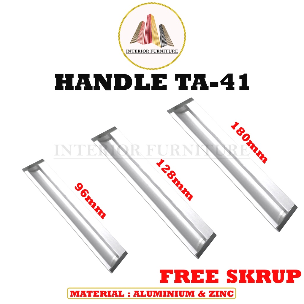 Handel Tarikan TA-41 HUBEN minimalis / Tarikan Pintu Lemari Aluminium / Handle Laci Dapur Sliding Geser