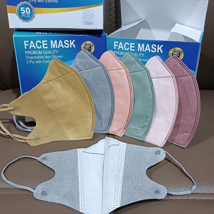 DUCKBILL GARIS WARNA WARNI PASTEL DISPOSABLE FACE MASK PER BOX -50 PCS