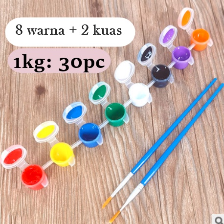 [ORGM] Alat melukis Cat Set Cat Akrilik warna primer 6 warna + kuas