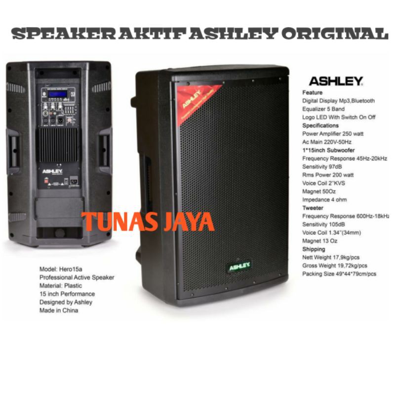 SPEAKER AKTIF ASHLEY HERO 15A ASHLEY HERO15 A PROFESIONAL SPEAKER AKTIF 15INCH ORIGINAL ASHLEY