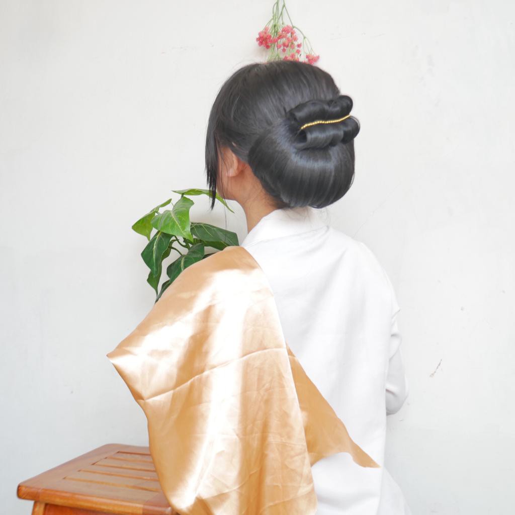 SANGGUL MODERN SV PENGANTIN/ SANGGUL WANITA/ MODEL RANTAI MUTIARA GOLD/ IMITASI HANDMADE/ AKSESORIS RAMBUT