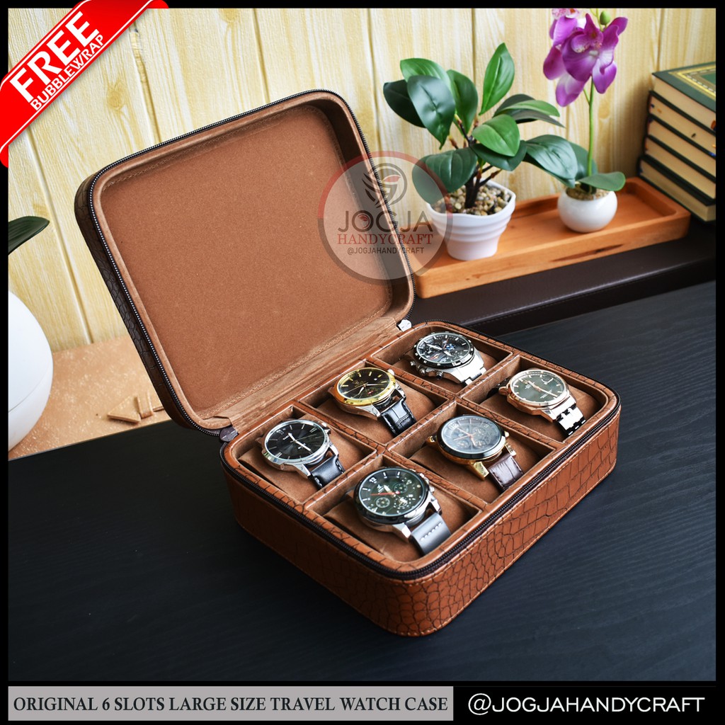 6 Slots PREMIUM Travel Watch Box Jumbo / Tempat Jam tangan / Kotak Jam Tangan / Watch Case