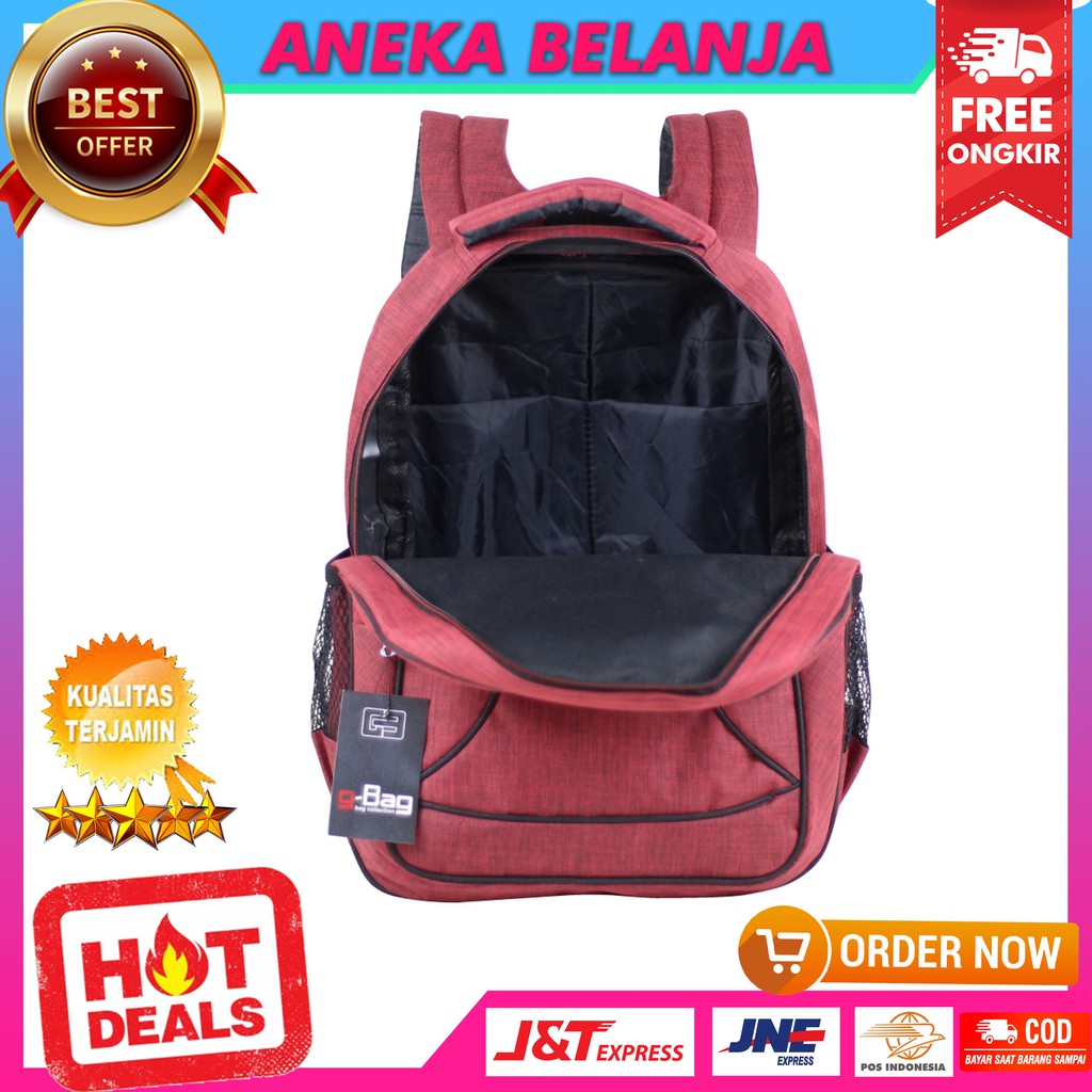 Tas Ransel Denim Scotlet Maroon Berkualitas Khusus Cowok Kece Kekinian Fashionable Multifungsi Murah