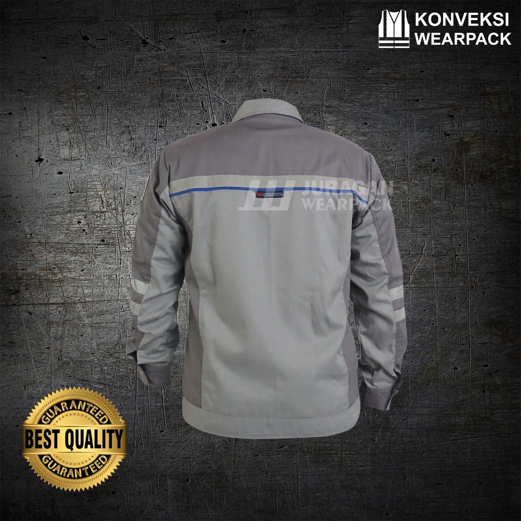 Wearpack Safety Semi Jaket Warna Abu Muda Kombinasi Abu Tua