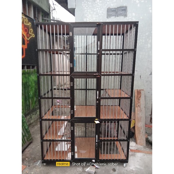 kandang kucing alumunium 3kamar jumbo jari-jari