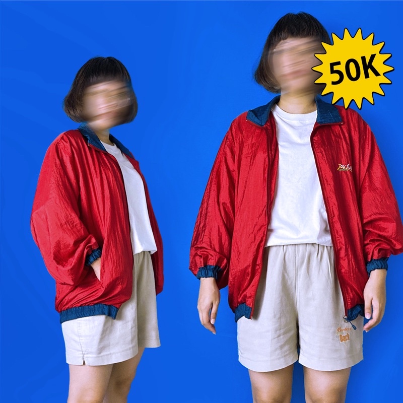 THRIFT PARACHUTE RED JACKET UNISEX JAKET MERAH PARASUT REMAJA