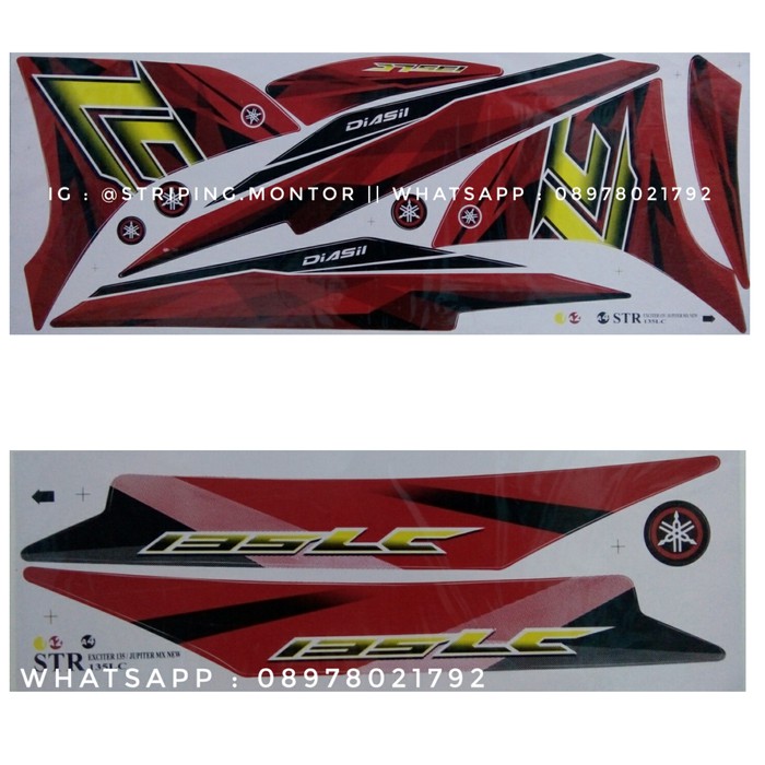 Lis Striping Sticker Variasi New Jupiter Mx 135 Exciter - Lc Merah f1616