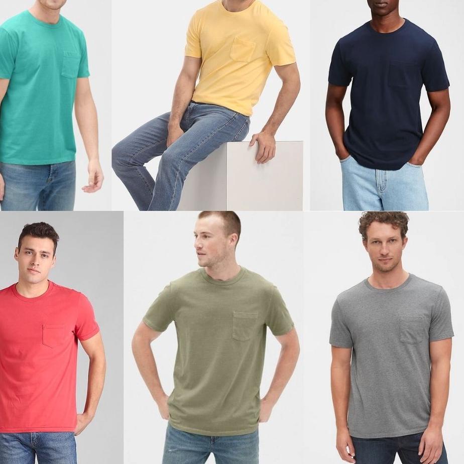 KHUSUS  BGS387 GAP Men Pocket T-Shirt - Kaos Cotton Pria Original Branded - PART 3