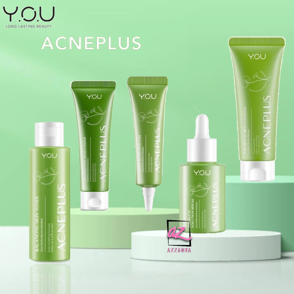 YOU AcnePlus Low pH Calming Cleanser 100ml | Triple Action Spot Care 15gr | Skin Defense Moisturizer 25gr | Complete Solution Serum 20ml | Balancing Skin Toner 100ml