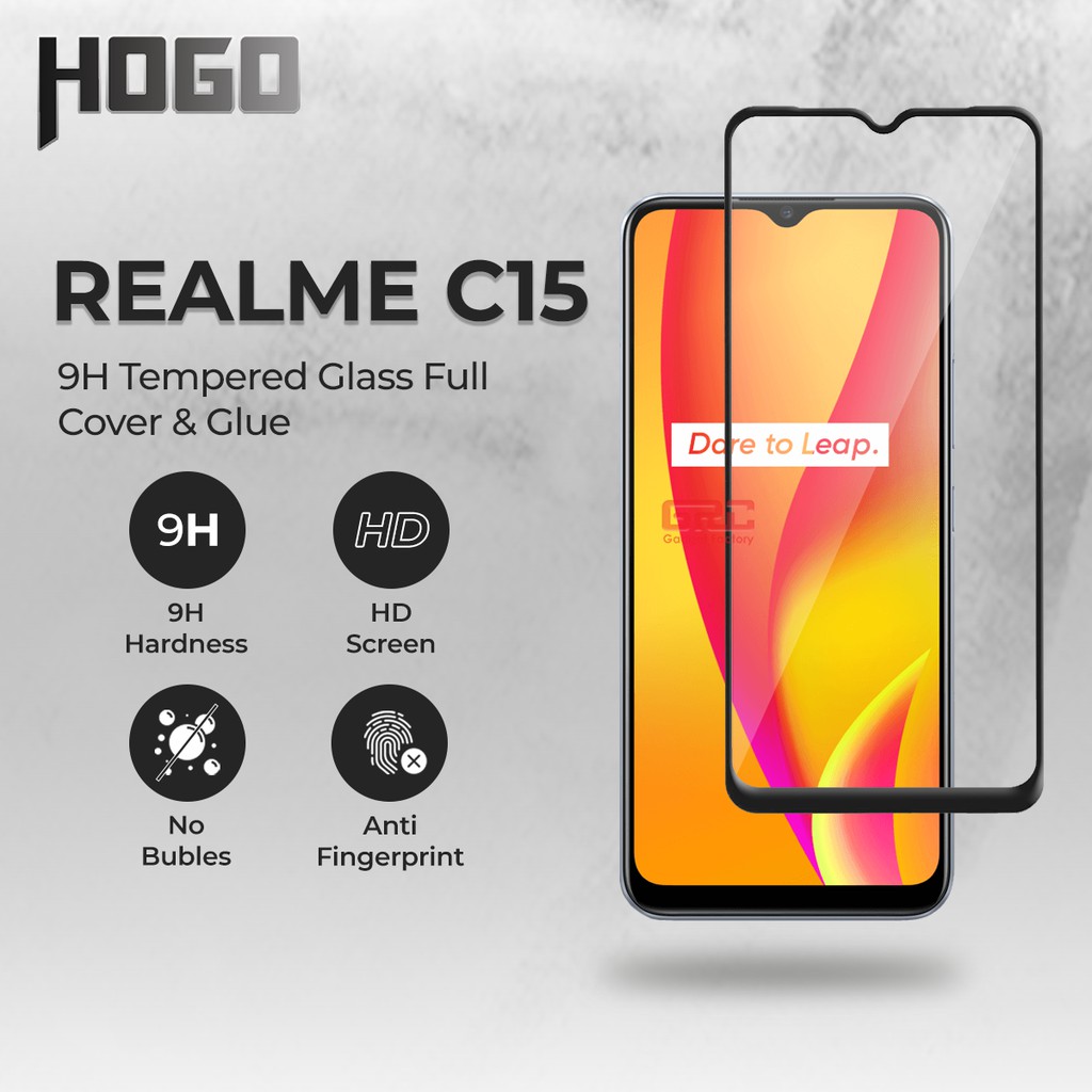 Tempered Glass Realme C15 HOGO Full Cover Anti Gores Kaca