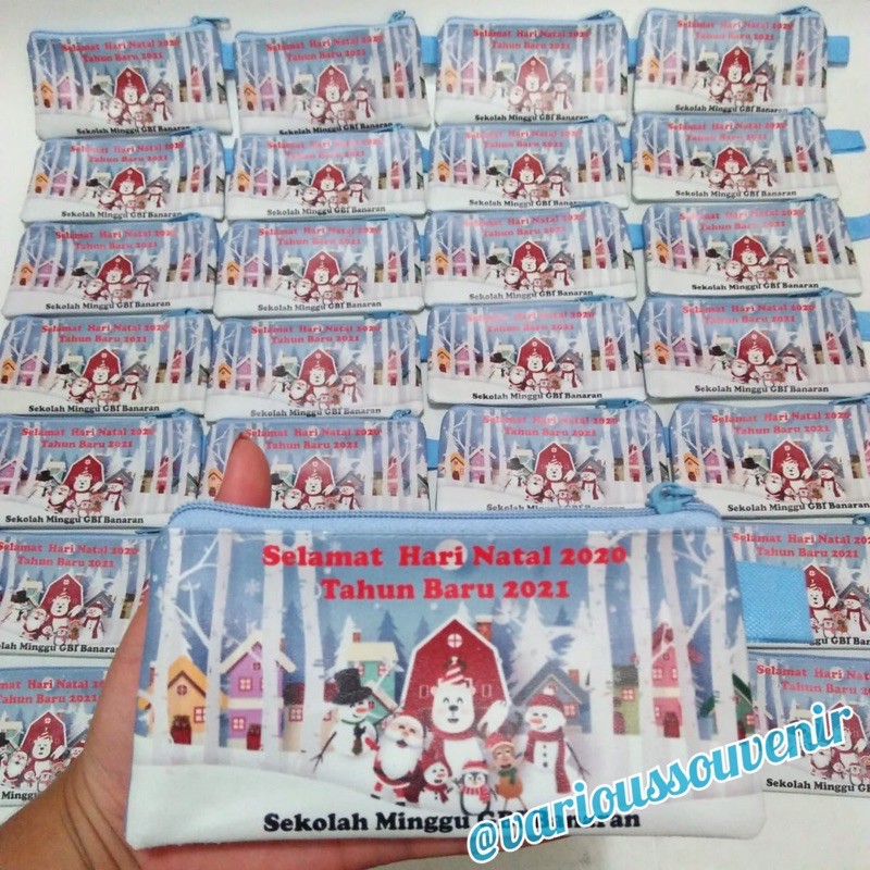 Dompet Pouch Panjang Souvenir Natal Sovenir Christmas Custom Nama Minim 25pcs Gereja Sekolah Minggu