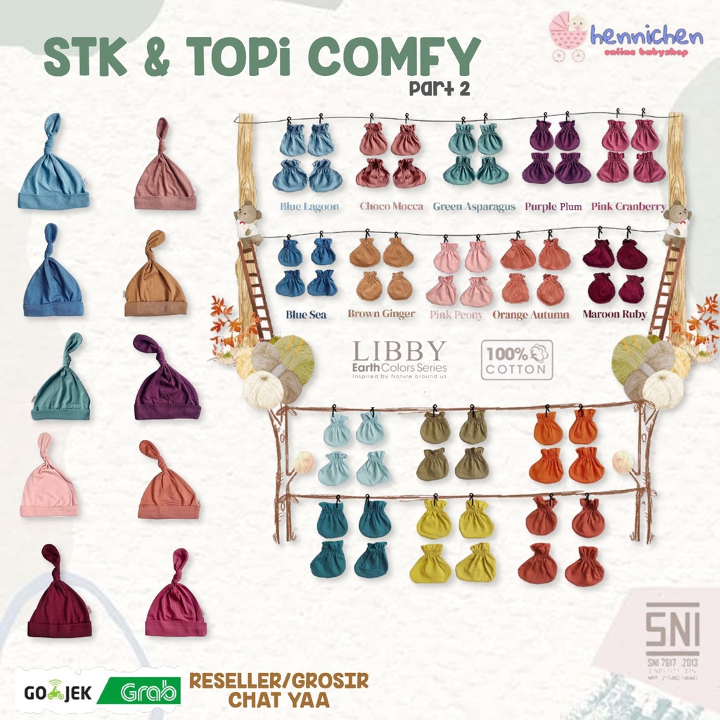 LIBBY EARTH COMFY SET MITTENS &amp; BOOTIES KNOT HAT SARUNG TANGAN SARUNG KAKI TOPI BAYI part2