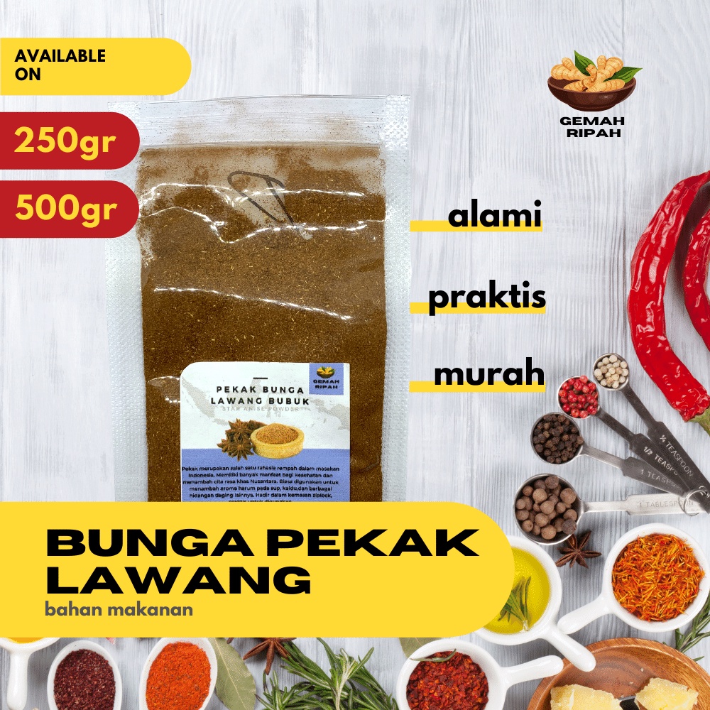 

Bunga Lawang Bubuk 250gram 500gram 1kg Pekak Bunga Lawang Kering Bunga Lawang Bubuk Star Anise Bumbu Dapur Bubuk Bumbu Masak Rempah RempahLengkap Kapulaga Cengkeh Bumbu Hitam Instan Dried Flower Tea Powder Organik Murni Grade A