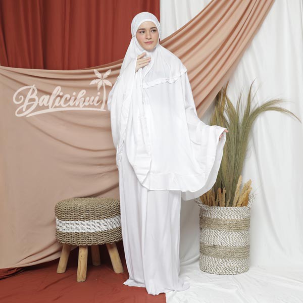 Balicihui Mukena Yasmina White Polos Mukena Bali, Jumbo