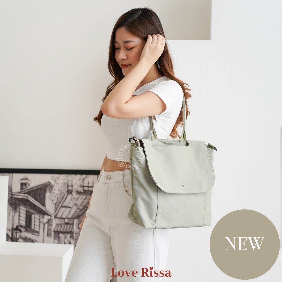 Tas Jihyo Tas Korean Style Tas Wanita Tas Selempang Bahu Wanita Tote Bag 2 in 1 Tas Kantor Tas Sekolah Tas Cantik Solid Color Love Rissa