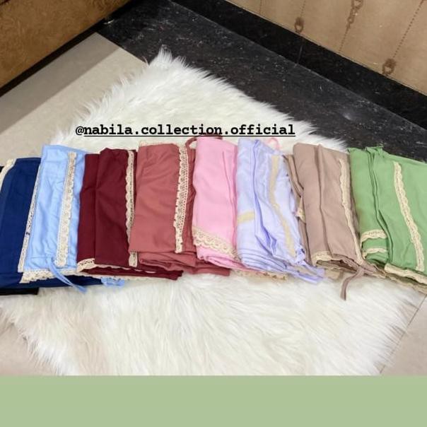 ☻ Mukena Katun Renda Traveling Pouch Cantik Dewasa - 9 Warna - Nabila Collection ➫