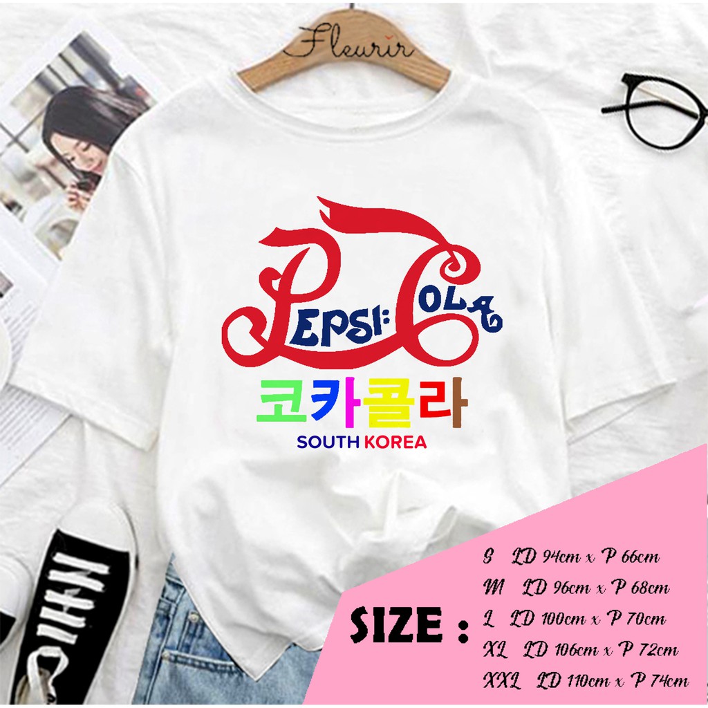 FLEURIR - KAOS WANITA PEPSI KOREA DEWASA LENGAN PENDEK TUMBLR TEE UNISEX