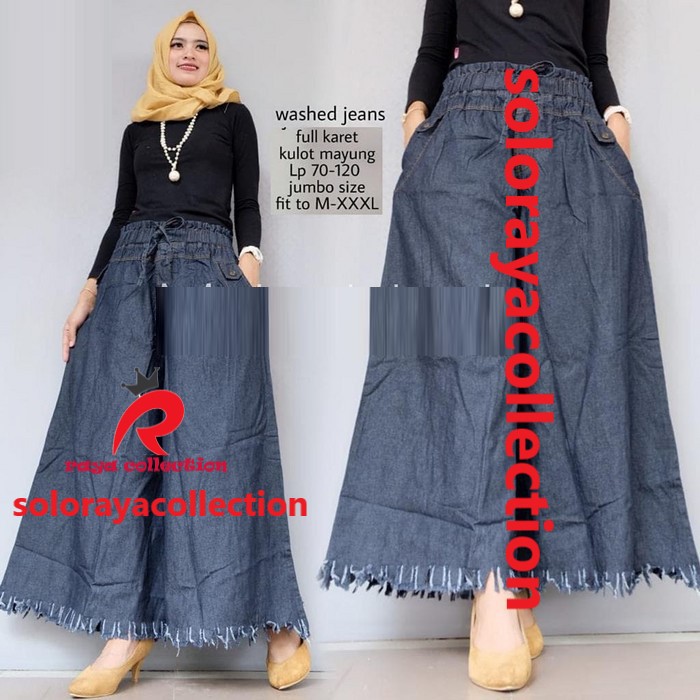 CELANA KULOT RAWIS JEANS JUMBO / KULOT JEANS RAWIS WANITA