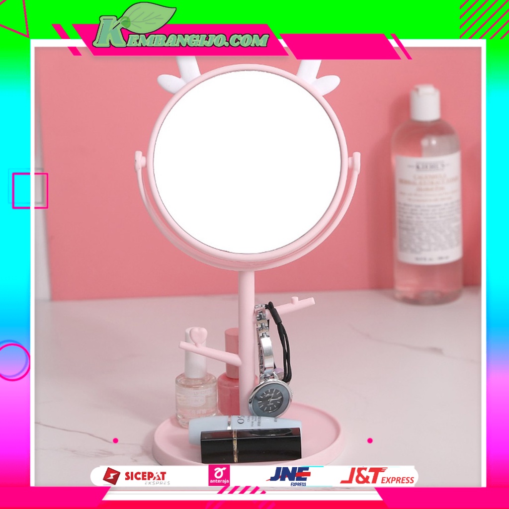 Cermin Make Up Bulat Kaca Meja Rias Riasan Kamar Anak Perempuan Standing Mirror Kosmetik Murah Rak T