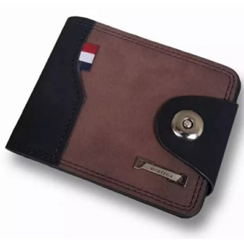 Dompet Pria Lipat 2 model Kancing MAGNETIC Dompet Fashion Pria Dompet Kulit