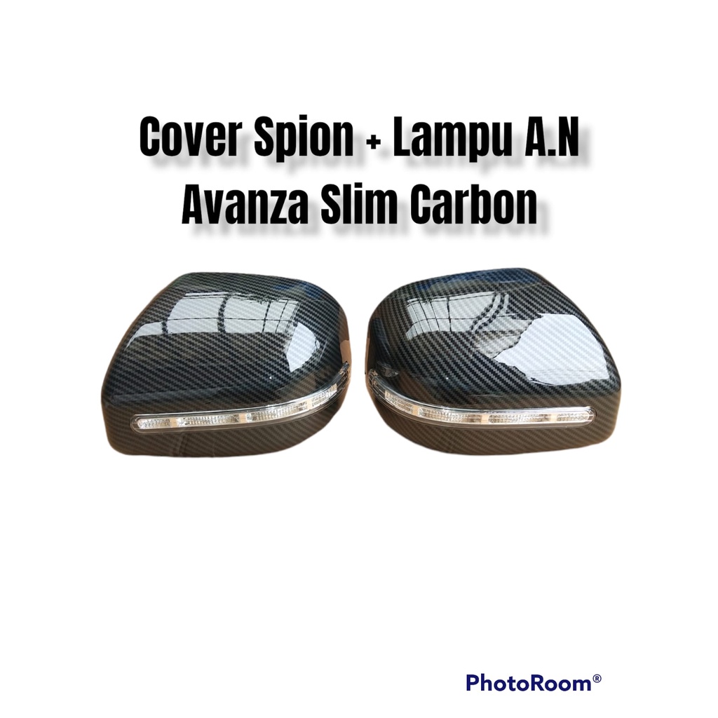 Cover Spion A.N Avanza + Lampu LED Slim Model Ori Ganti / Mirror Cover Carbon Murah