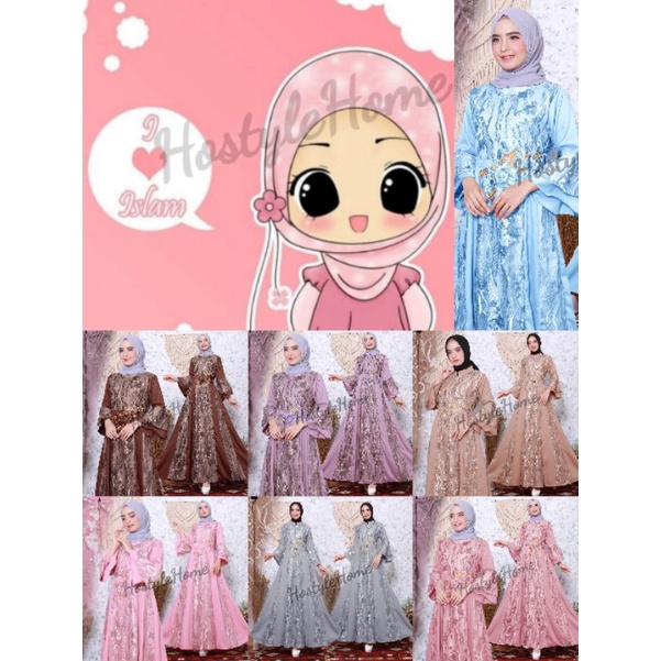 JOANA - Baju Gamis Brukat Brokat Tile BUSUI Dewasa M L XL XXL Acara Pesta Kondangan Wedding Nikahan 