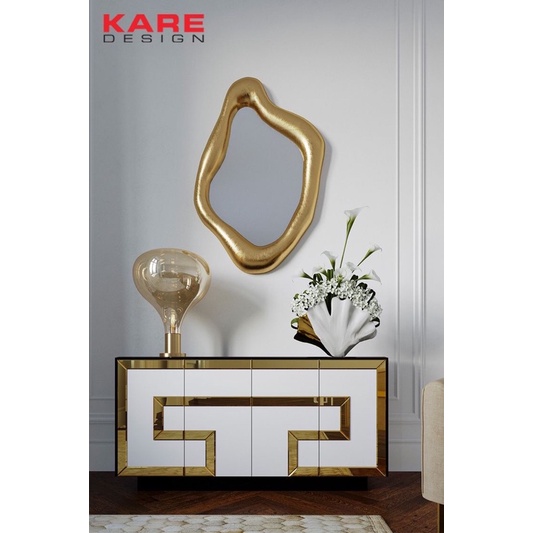 Bufet hias minimalis mewah lapis kaca gold