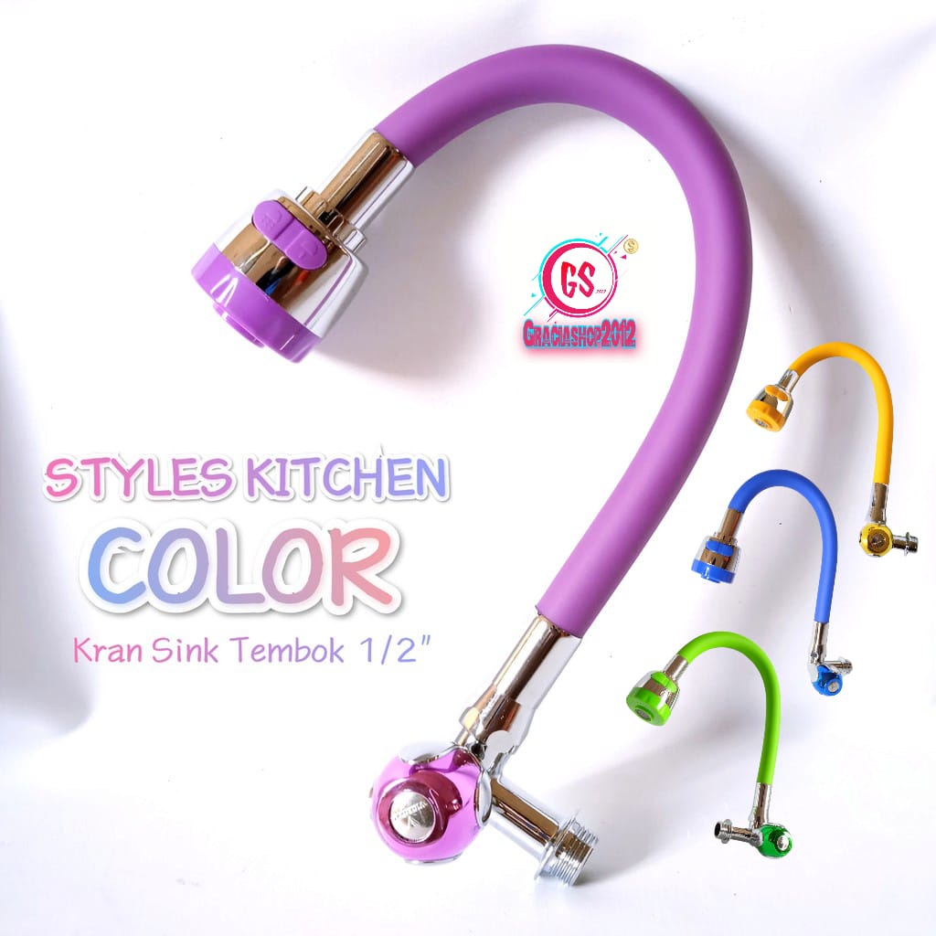 Kran Angsa Flexible Warna ½ Inch Kran Tembok Flexible Kran Sink Flexible Color