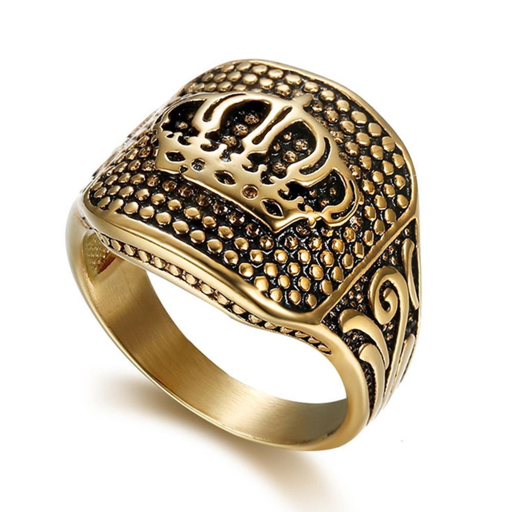 Cincin Pria Stainless Steel King Crown Mahkota Gold Silver JCP-009