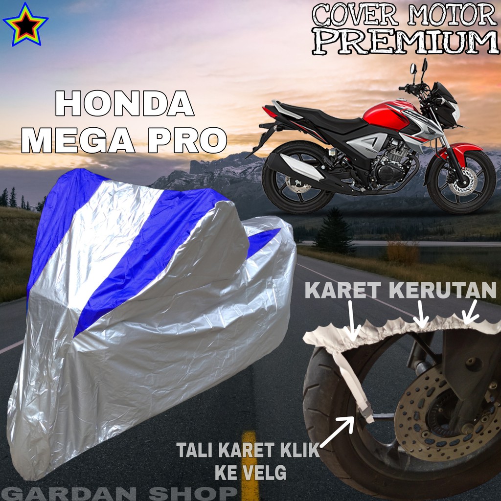 Sarung Motor HONDA MEGA PRO Silver BIRU Body Cover Penutup Motor Honda Mega Pro PREMIUM