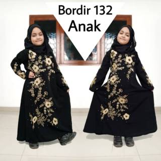 Jubah Wanita  Baju  Abaya Arab  Bordir Turkey 132 Jetblack 