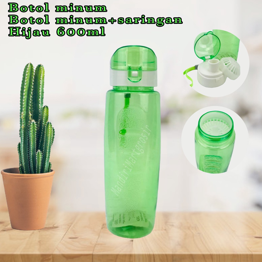 Botol minum + saringan * botol plastik * Warna pink * 600ml