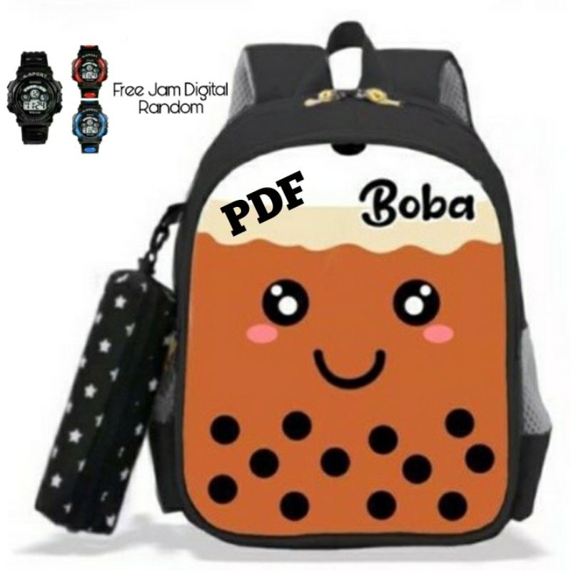 PDF tas sekolah anak TK/SD free jam tangan digital tas ransel sekolah anak tas punggung terbaru