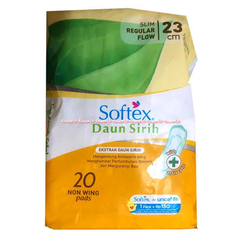 Softex Daun Sirih Ekstrak 20pcs non Wing Pads 23cm Pembalut Wanita Softek Soft tex