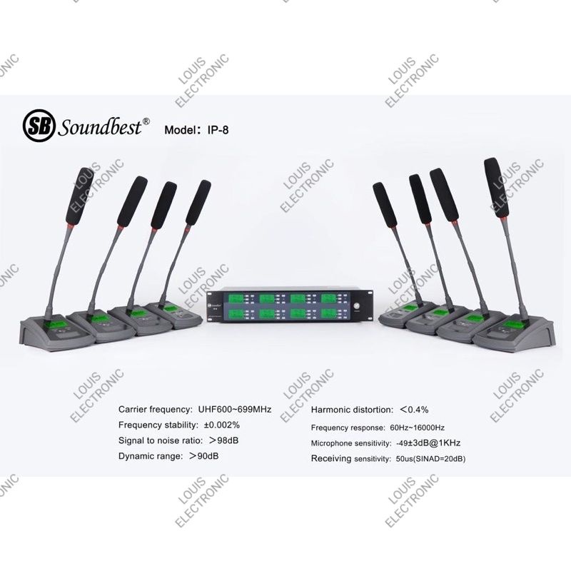 Mic Microphone Wireless Podium Conference Soundbest IP-8 IP8 IP 8 ORIGINAL  ( 8 Pcs Mic Meja )