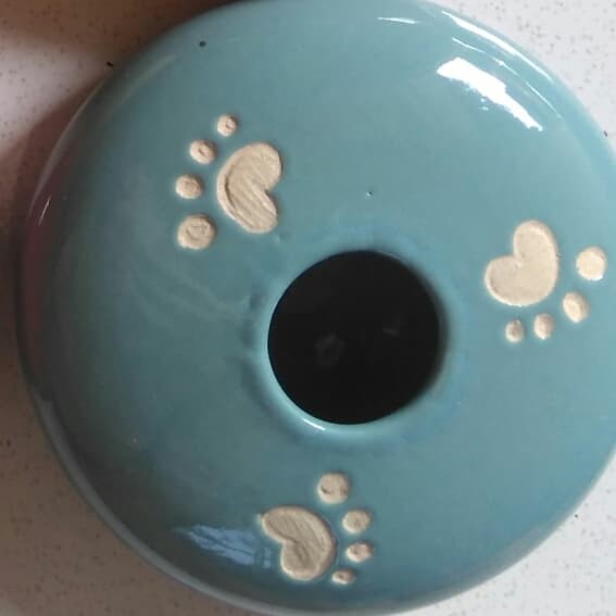 Langsung Order tempat minum keramik lubang kecil untuk kucing persia ukuran M - Biru Muda Diskon