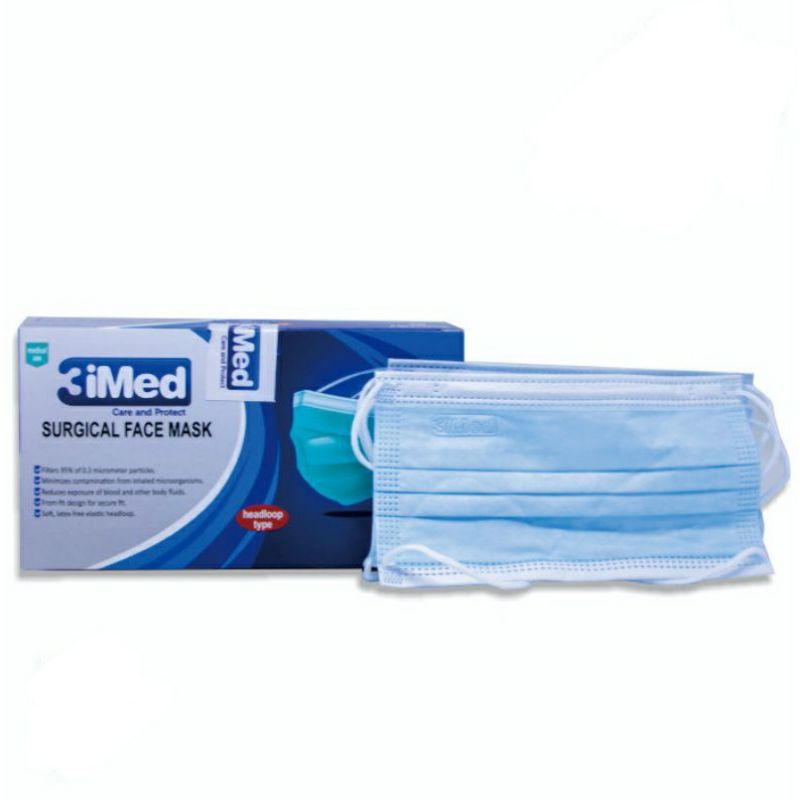 Masker 3imed 3ply Surgical Face Mask KEMENKES - Earloop & Headloop