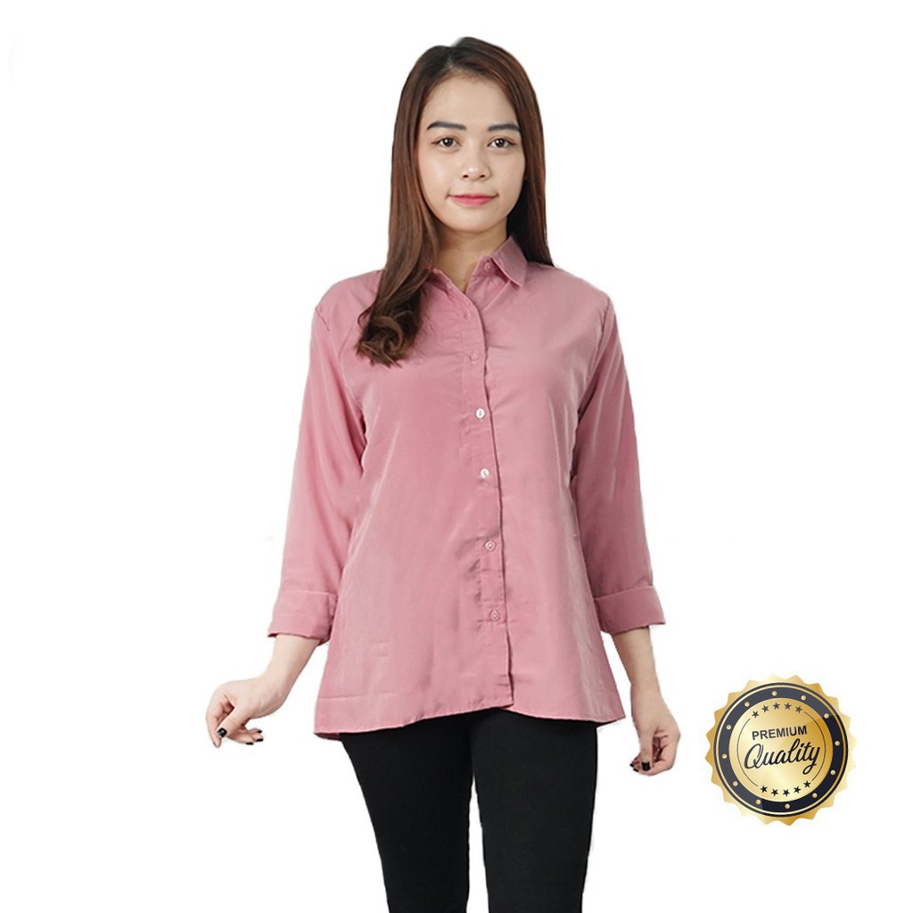 KEMEJA OFFICE/KEMEJA DIAN/KEMEJA BASIC KUALITAS PREMIUM BAHAN TWISCONE FIT TO M,L&XL HIGH QUALITY-dusty