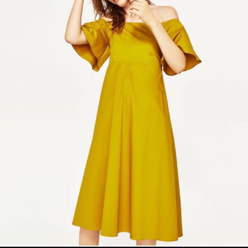 Zara Sabrina Yellow Dress Preloved