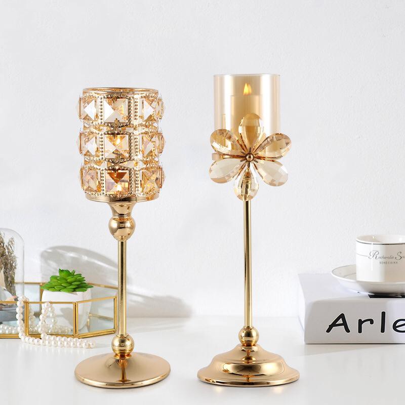 Gold Crystal Tealight Candle Holder & Table Centerpiece New. 