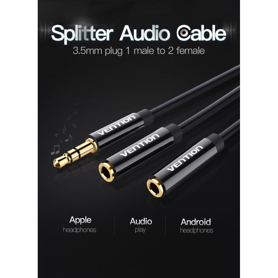 Vention BBS Kabel Aux Audio Splitter 3.5mm Male to 2 Female