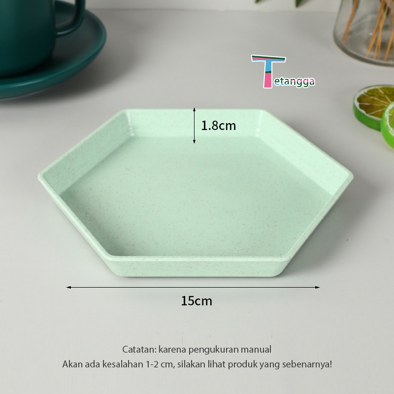 Piring Makanan Buah Warna Warni Bahan / PIRING PLASTIK MAKAN BENTUK SEGI ENAM