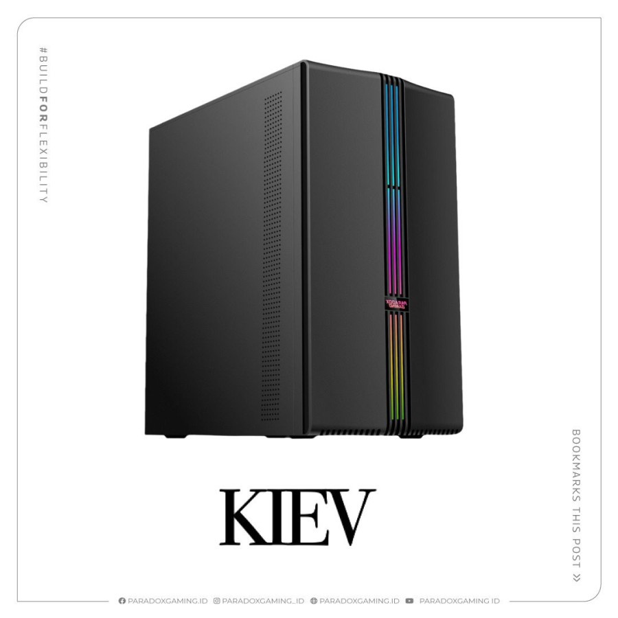 Casing Komputer Paradox Gaming Kiev M-ATX Free 1Fan Rainbow