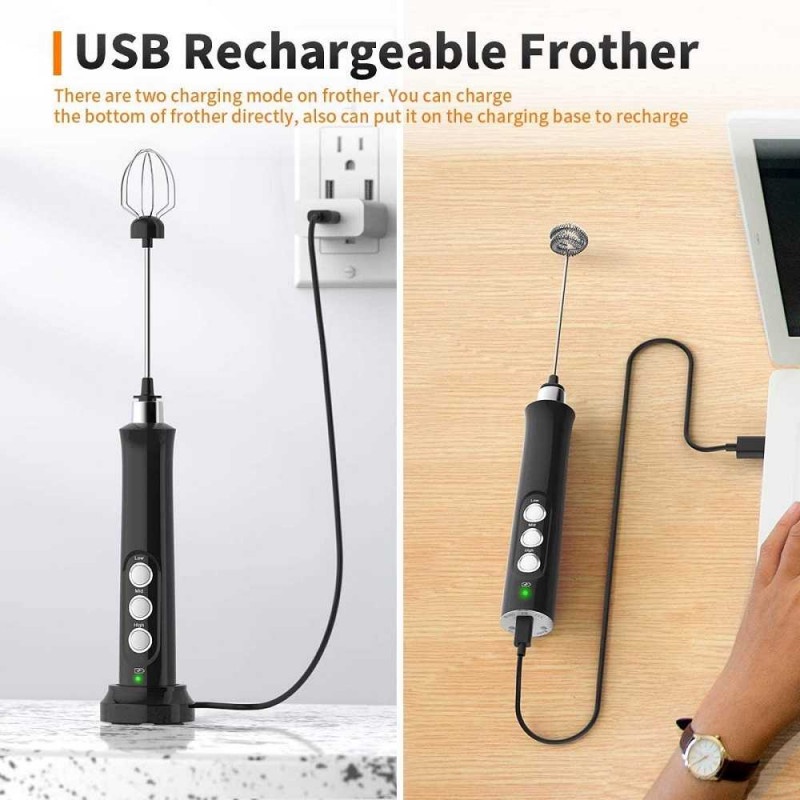 Beater Mixer Telur Whisk Foamer Milk Frother USB Rechargeable 1200mAh