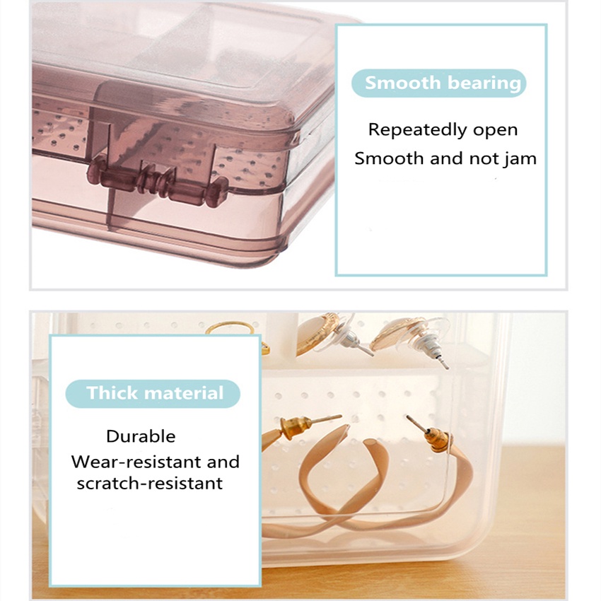 Double-layer Compartment Portable Jewelry Box /Plastic Transparent Earring Storage Box / Plastic Medicial Kits/10-compartment Mini Storage Box