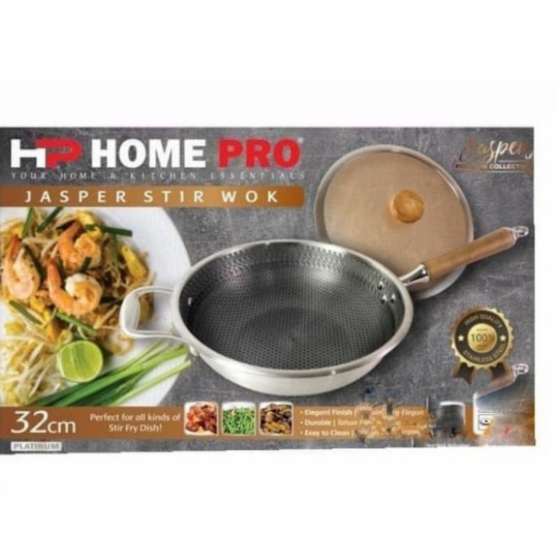 homepro stir wok wajan penggorengan anti lengket jasper high grade stainless steel