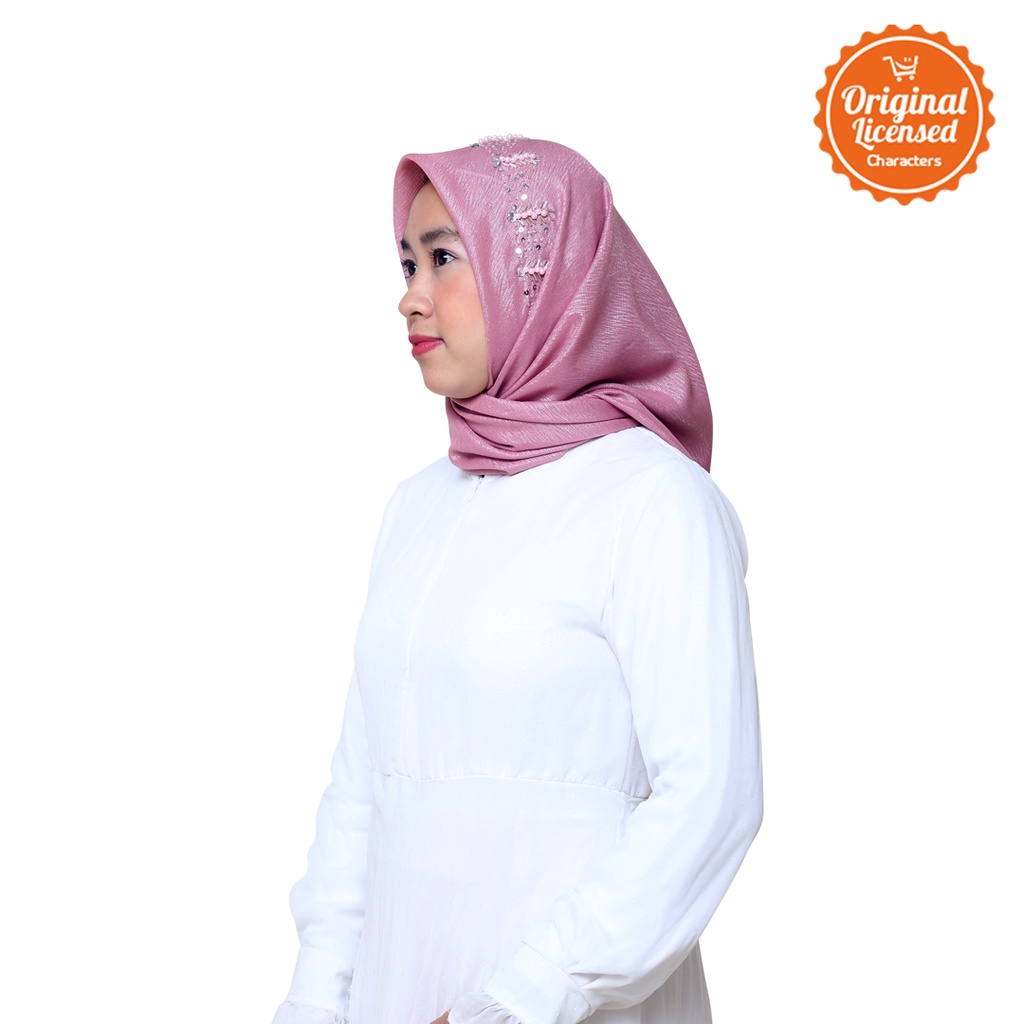 Hijab Segiempat Glowing Payet Dusty Pink