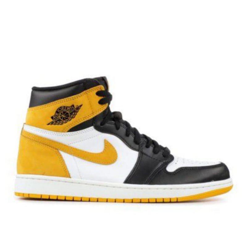 Air Jordan 1 Retro High Black Toe Original Nike Shoes-Hitam kuning