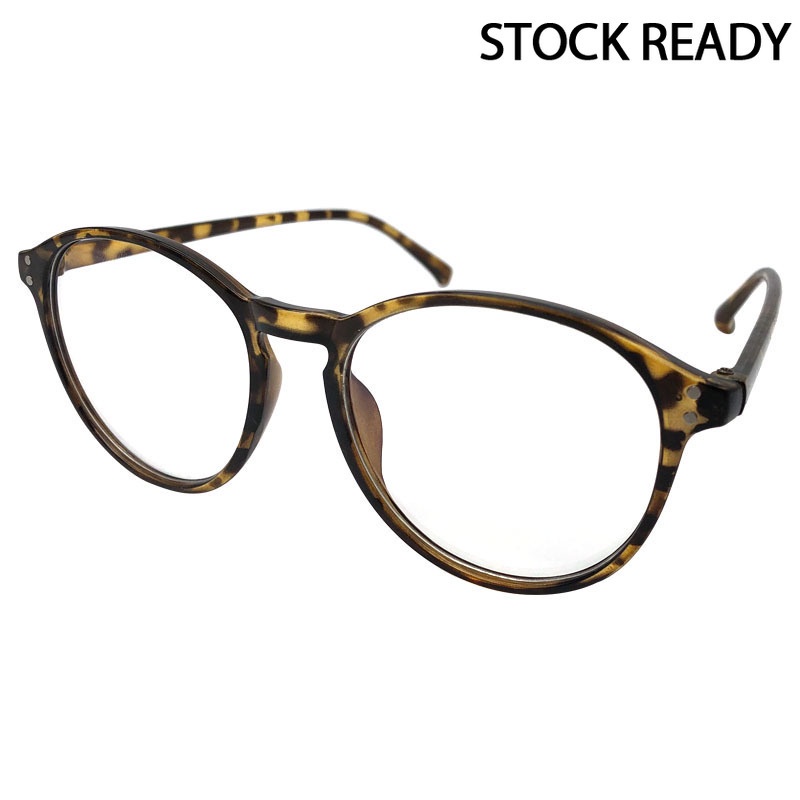 (JIUERBA)COD Fashion Korea Kacamata Bingkai Bulat Anti Cahaya Biru/Kacamata Sinar untuk Wanita/Pria Kacamata Tren-Leopard C3