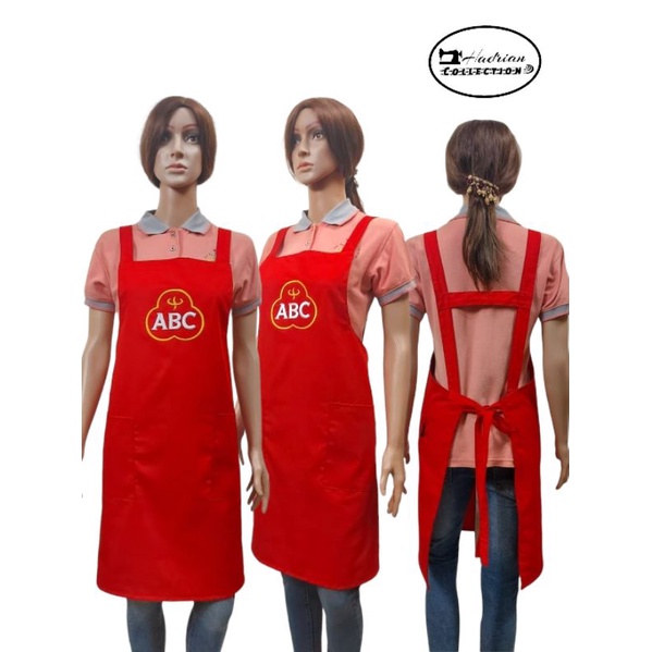 Celemek apron masak polos include bordir logo